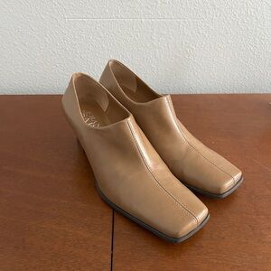 Franco Sarto Tan Heeled Boots with Square Toe